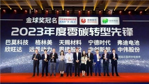 PT电子游戏股份荣获“2023 高工金球奖——年度零碳转型前锋”